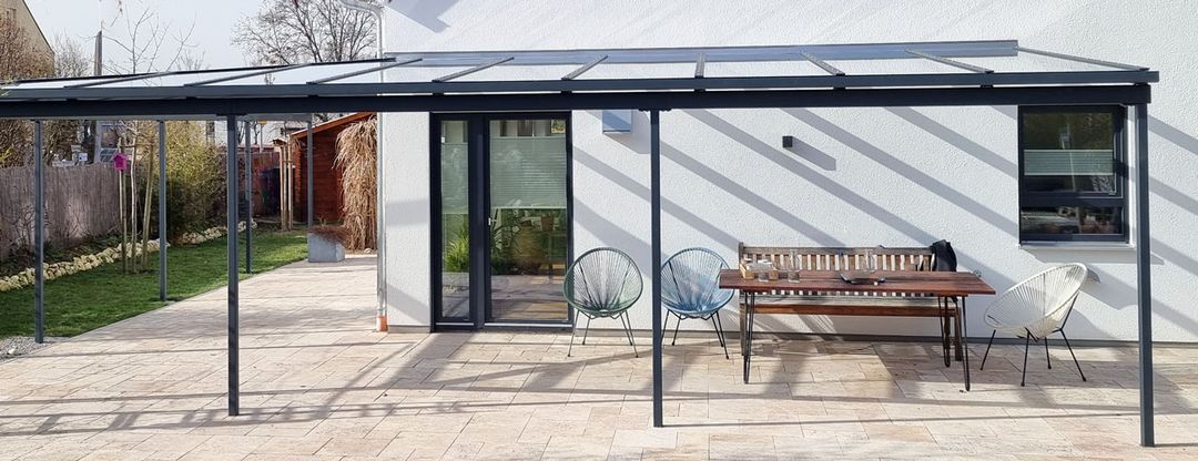 Terrassenüberdachung Stahl Glas, Glaserei Andreas Asam Augsburg