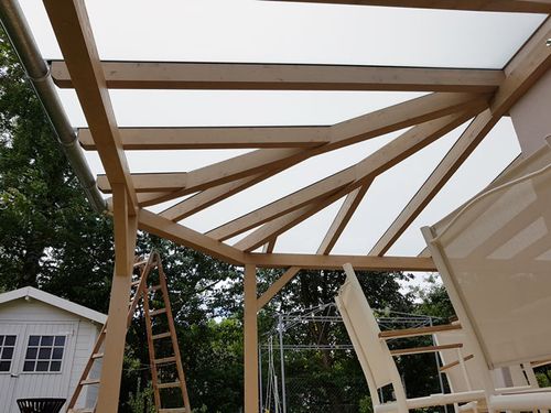 Terrassenüberdachung Holz Glas, Glaserei Andreas Asam Augsburg