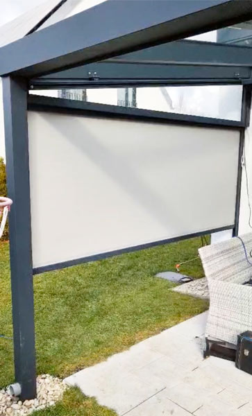 Senkrechtmarkise Terrassendach, Glaserei Andreas Asam